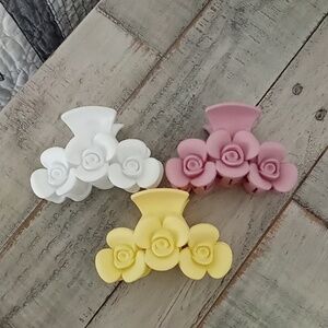3 Beautiful Flower Claw Clips